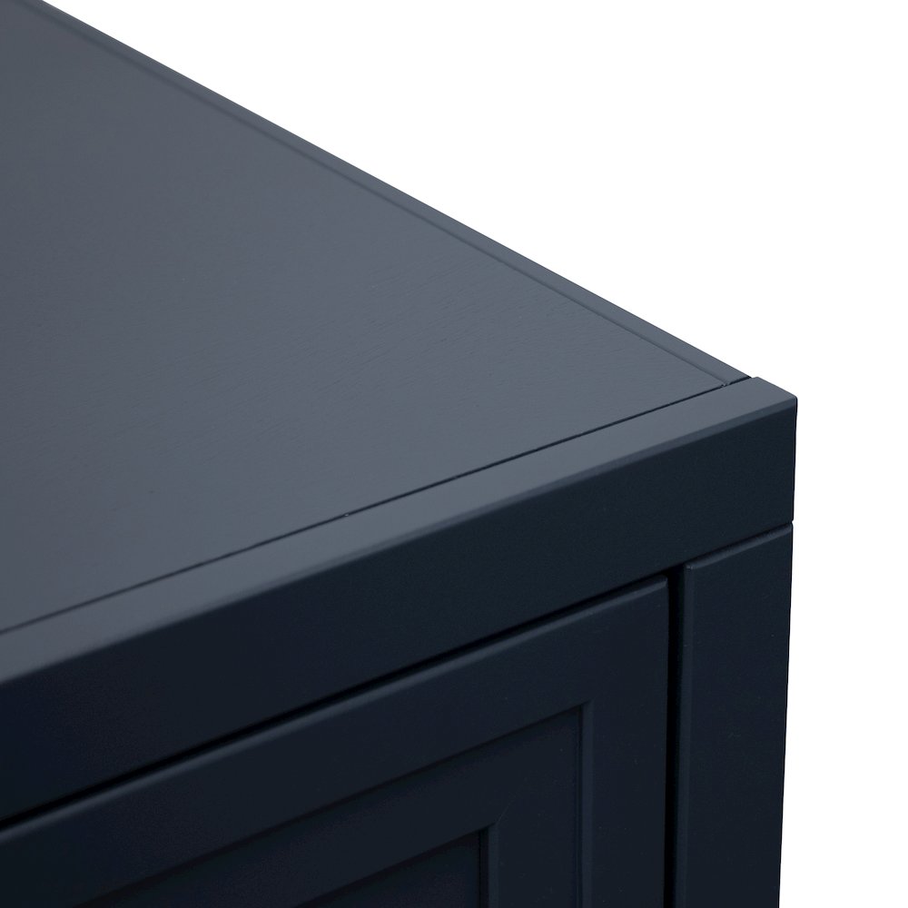 Nora 64in Fireplace TV Stand, for TVs up to 85in, Blue Denim and Whiskey Finish. Picture 7