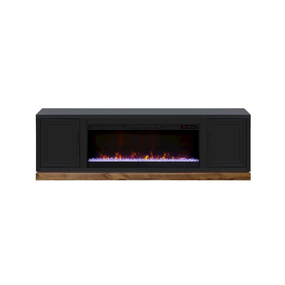 Nora 81 in Fireplace TV Stand, for TVs up to 90 in, Black and Whiskey Finish. Picture 1