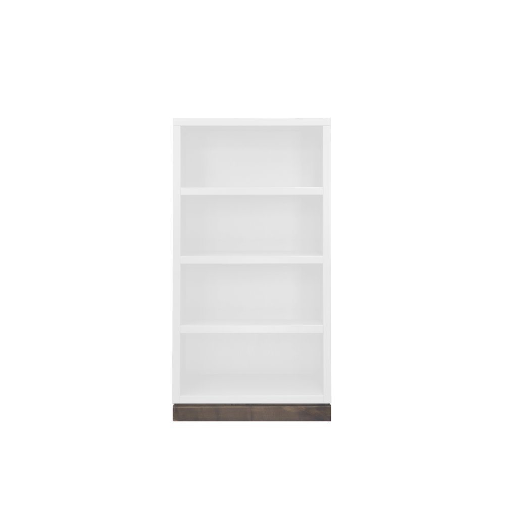 Nora Modular 60 inch High Bookshelf, Jasmine White and Barnwood Finish. Picture 1