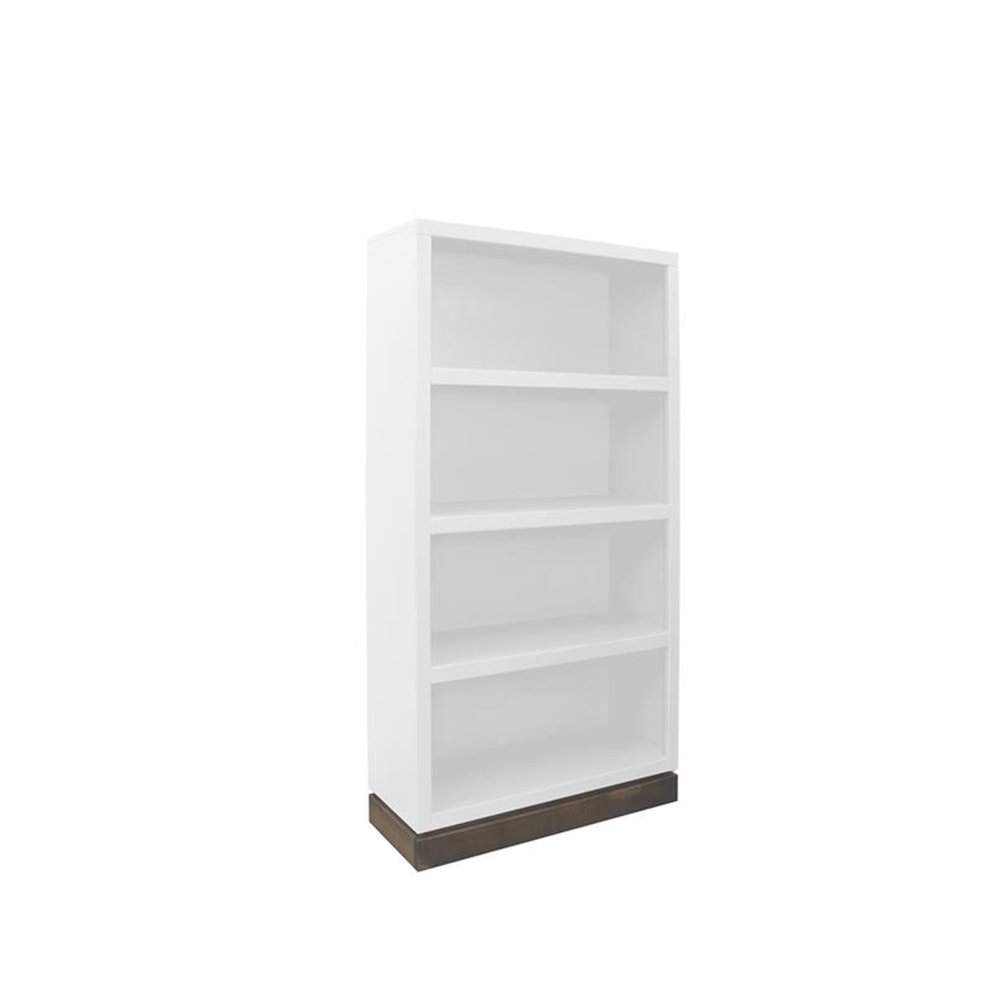 Nora Modular 60 inch High Bookshelf, Jasmine White and Barnwood Finish. Picture 5