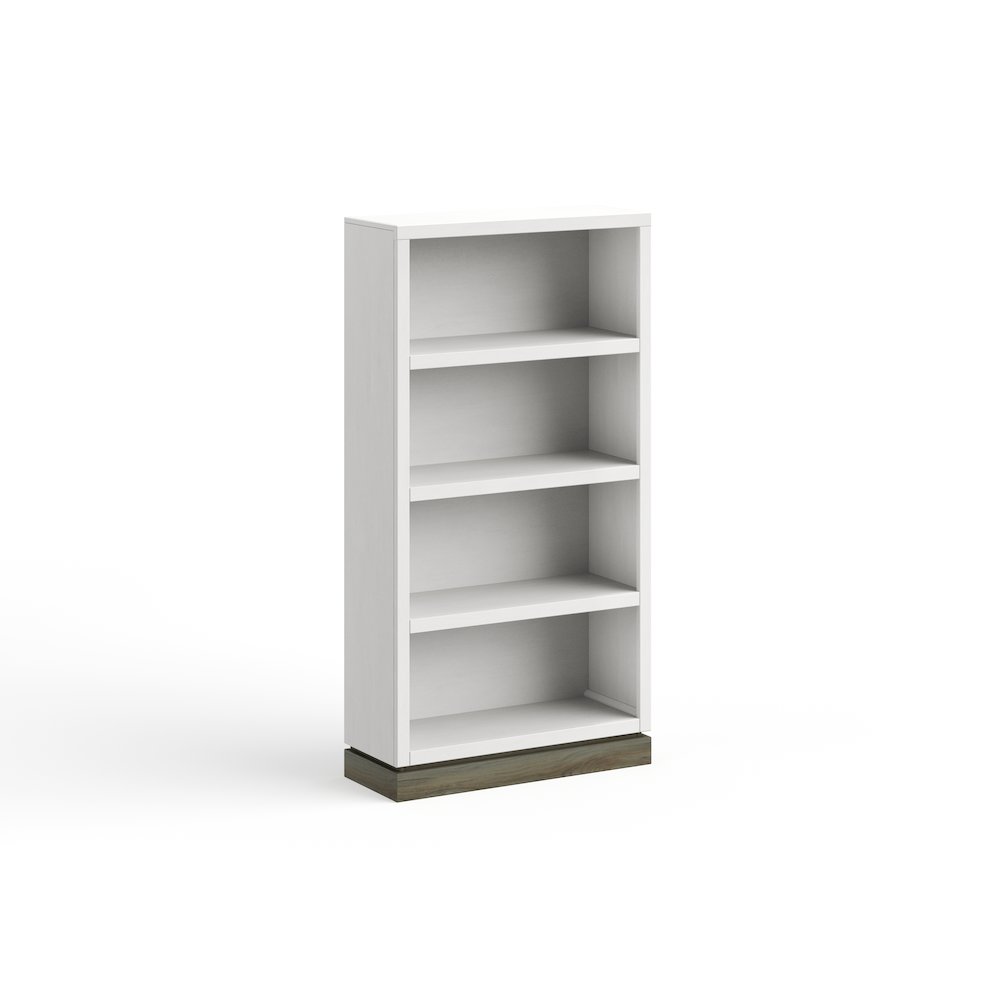 Nora Modular 60 inch High Bookshelf, Jasmine White and Barnwood Finish. Picture 3