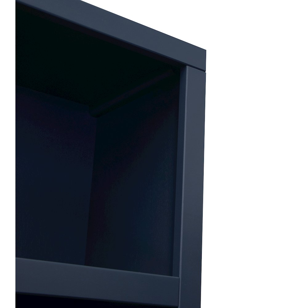 Nora Modular 60 inch High Bookshelf, Blue Denim and Whiskey Finish. Picture 6