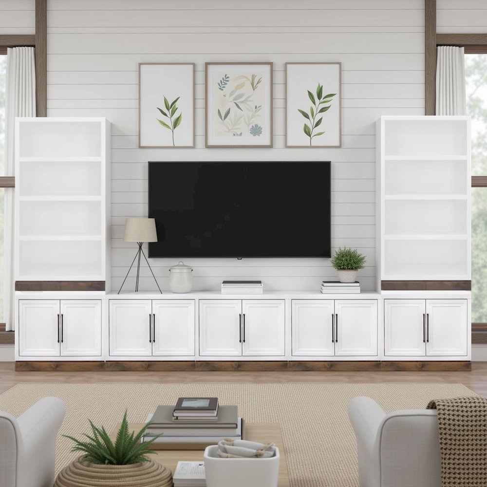 Nora Modular 2-Door Base Cabinet, Jasmine White and Barnwood Finish. Picture 7