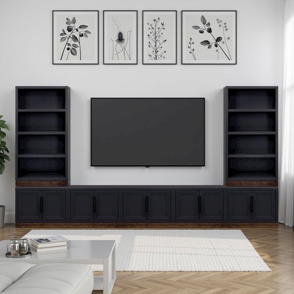 Nora Modular 2-Door Base Cabinet, Black and Whiskey Finish. Picture 8