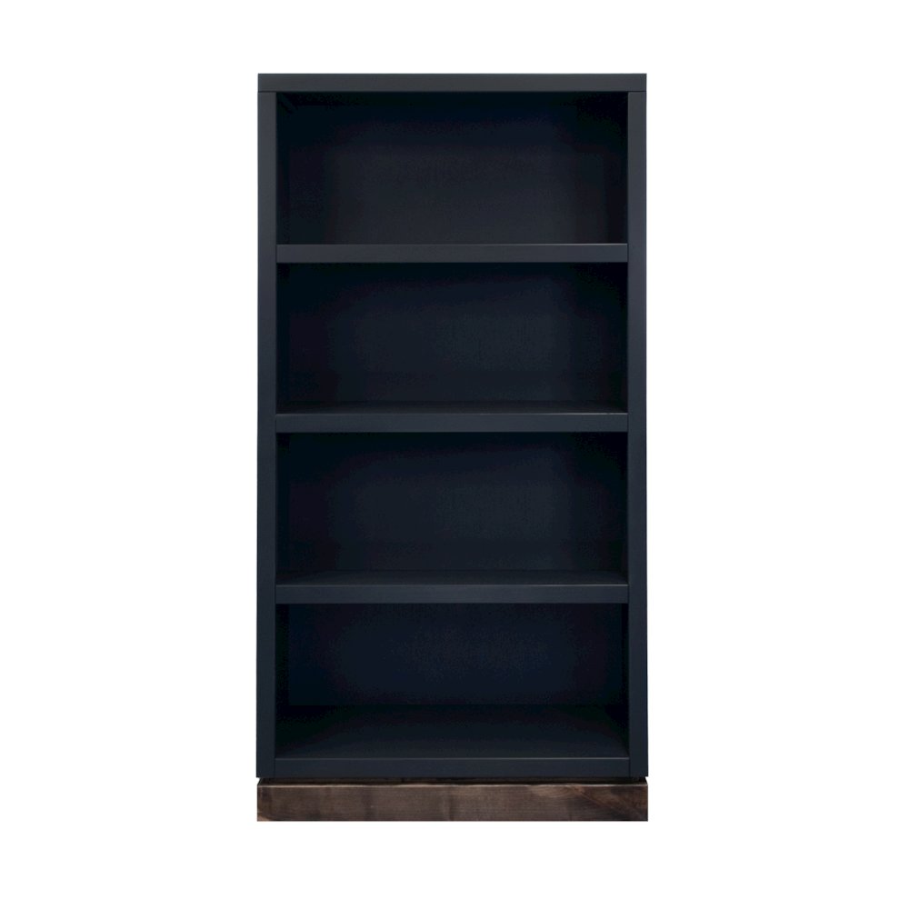 Nora Modular 60 inch High Bookshelf, Black and Whiskey Finish. Picture 3
