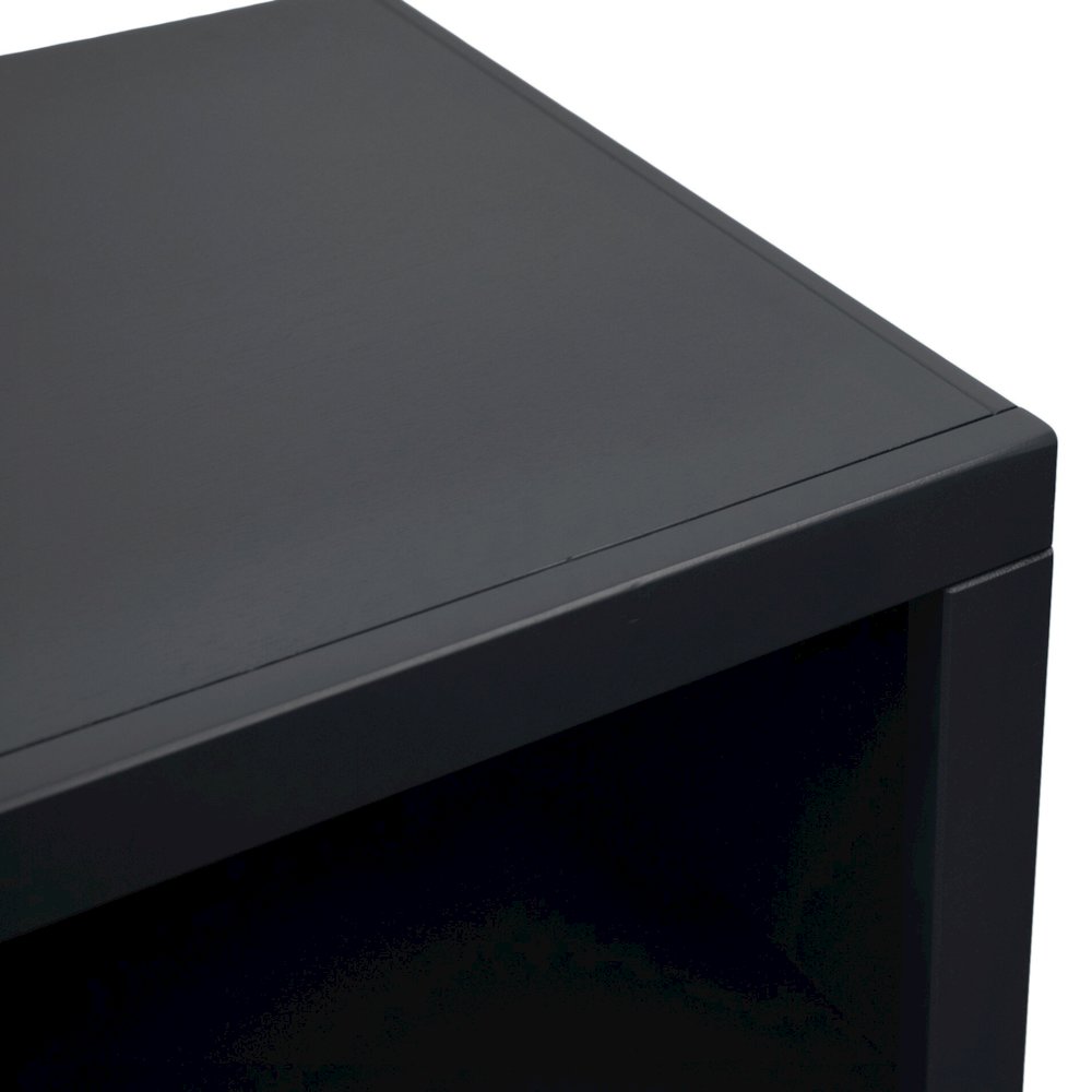 Nora Modular 60 inch High Bookshelf, Black and Whiskey Finish. Picture 7