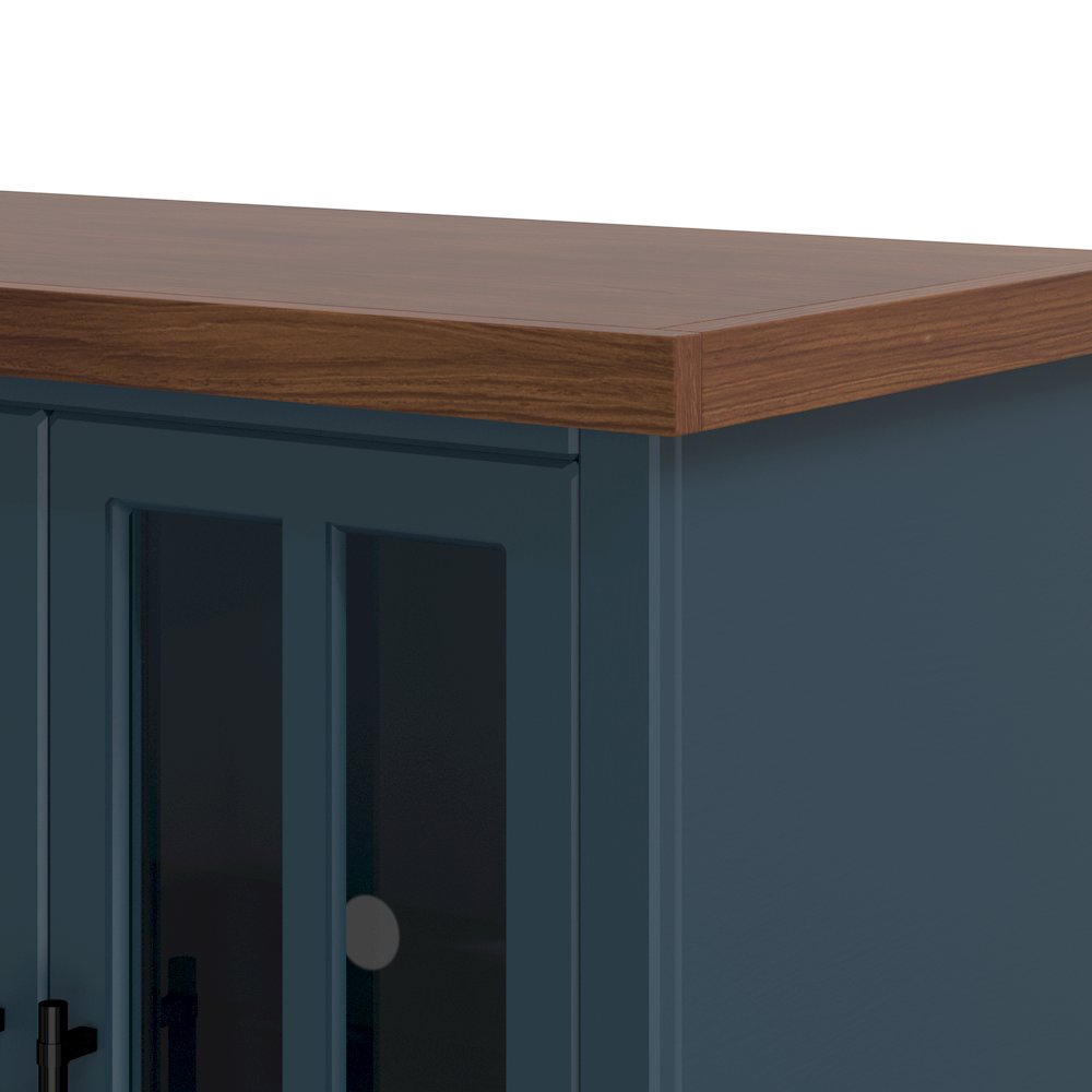 Nantucket 96in TV Stand Console for TVs up to 100in, Blue Denim & Whiskey Finish. Picture 8