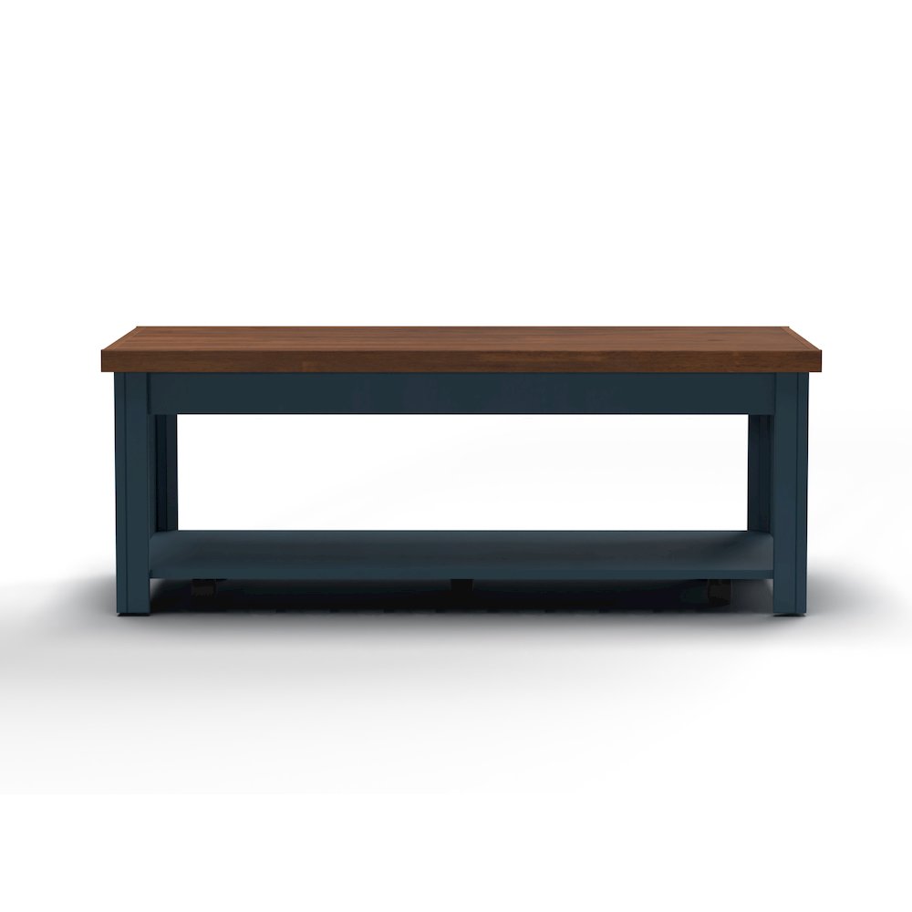 Nantucket 48 inch Coffee Table, Blue Denim and Whiskey Finish. Picture 5