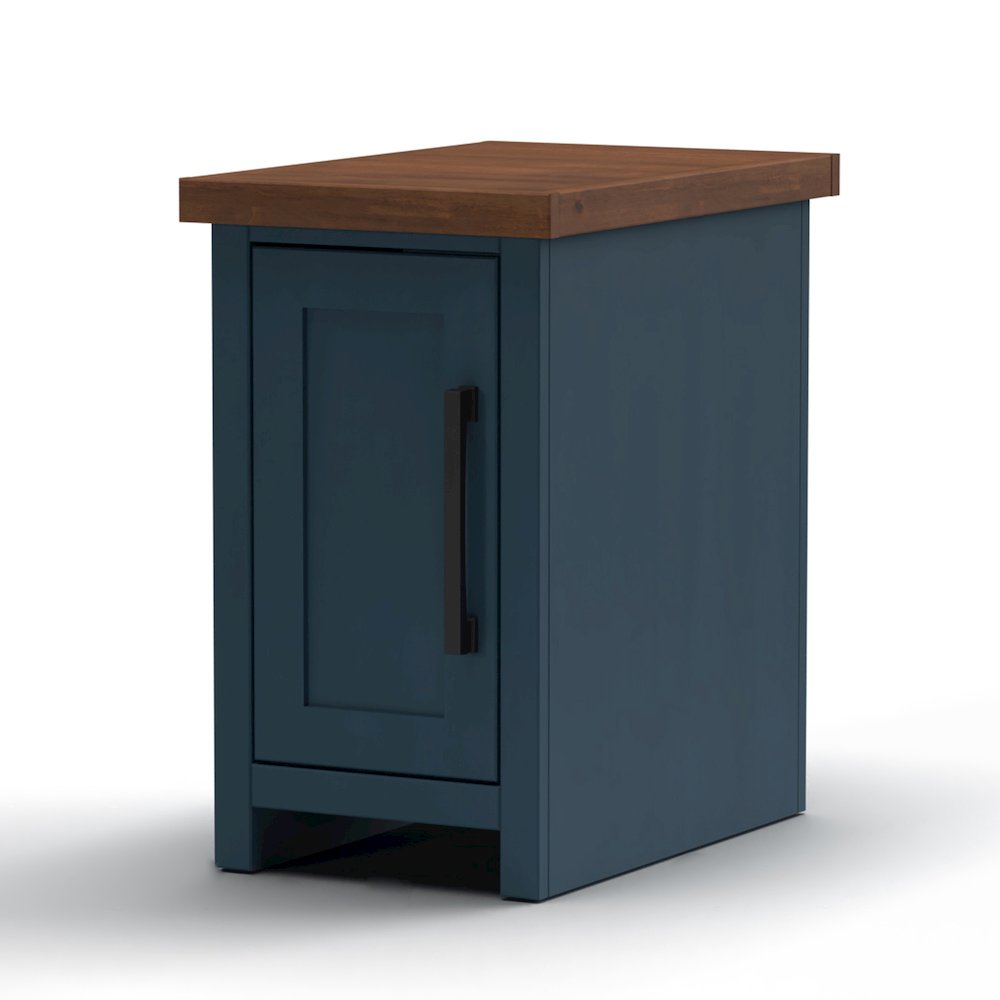 Nantucket 14 inch Chairside Table, Blue Denim and Whiskey Finish. Picture 1