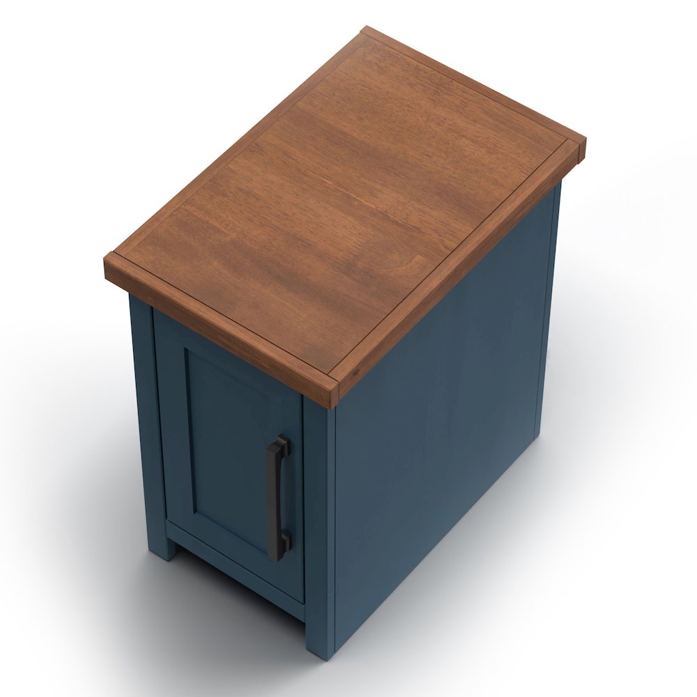 Nantucket 14 inch Chairside Table, Blue Denim and Whiskey Finish. Picture 6