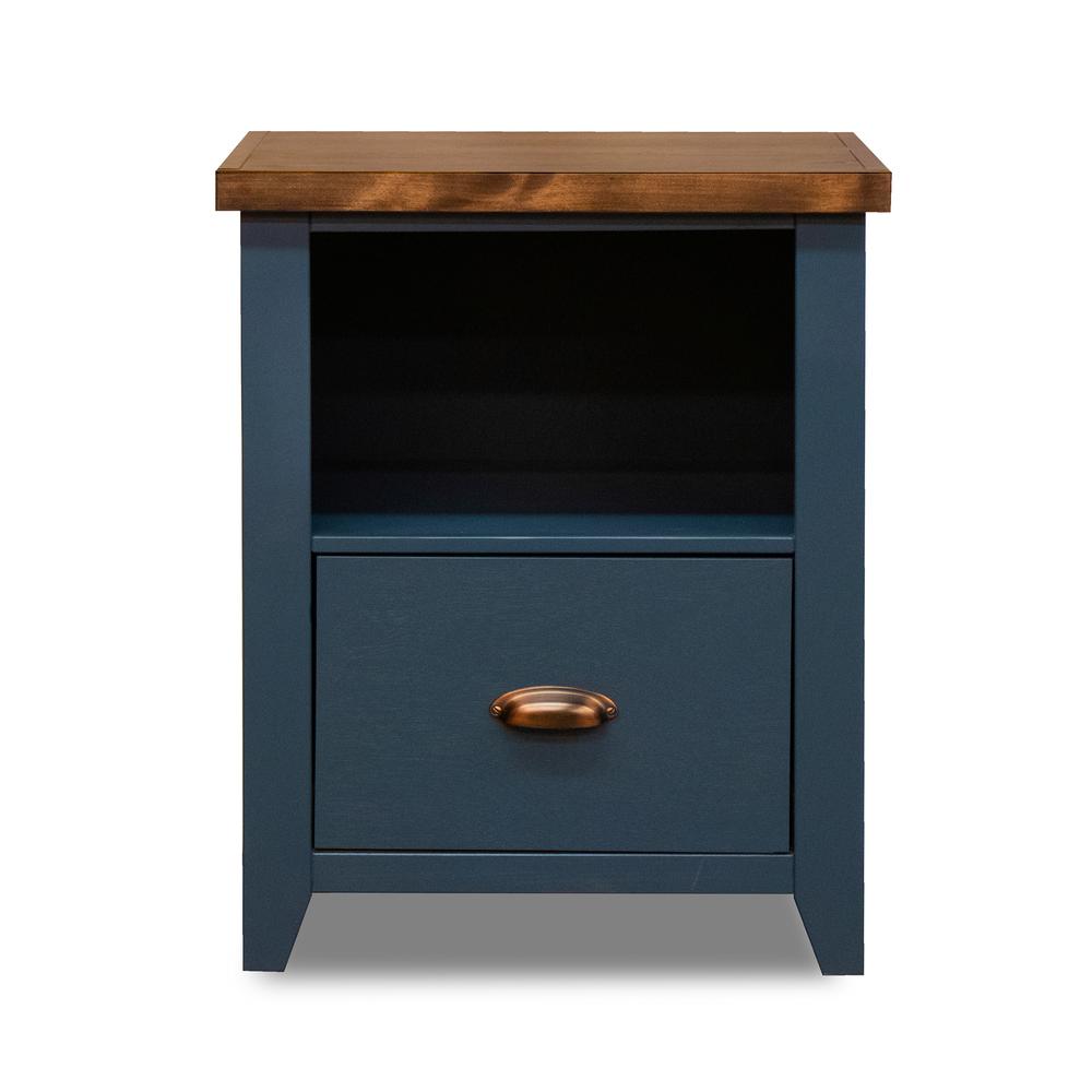 Blue and Brown Finish Solid Wood File Cabinet. Picture 2