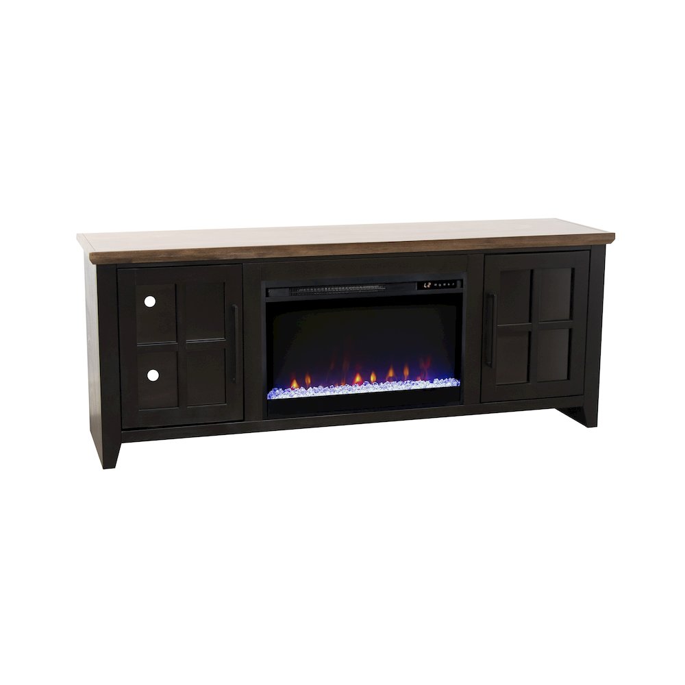 66 inch Fireplace TV Stand, For TVs up to 80 inches, Black and Bourbon Finish. Picture 4
