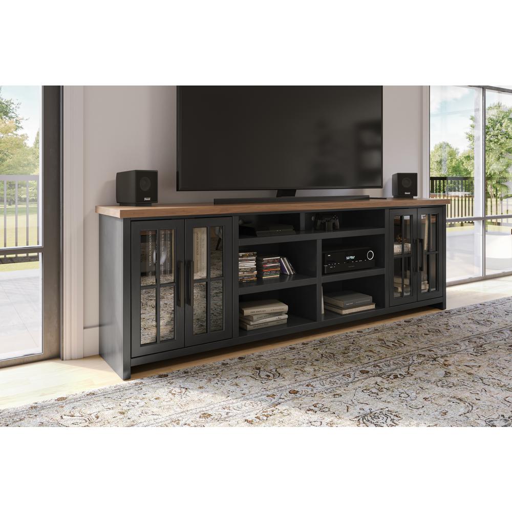 96 inch TV Stand Console for TVs up to 100 inches, Black and Whiskey Finish. Picture 3