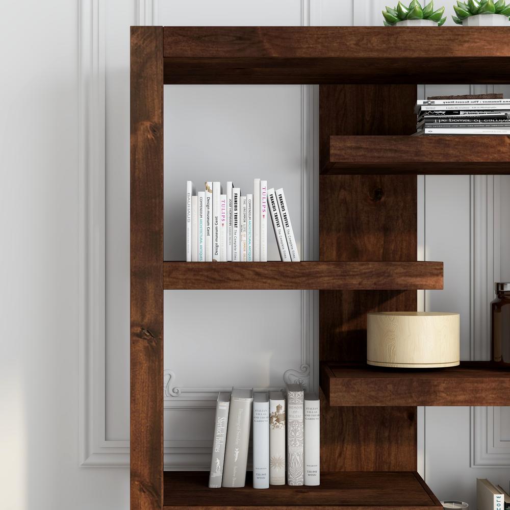 Whiskey Brown Finish Solid Wood Bookshelf. Picture 4