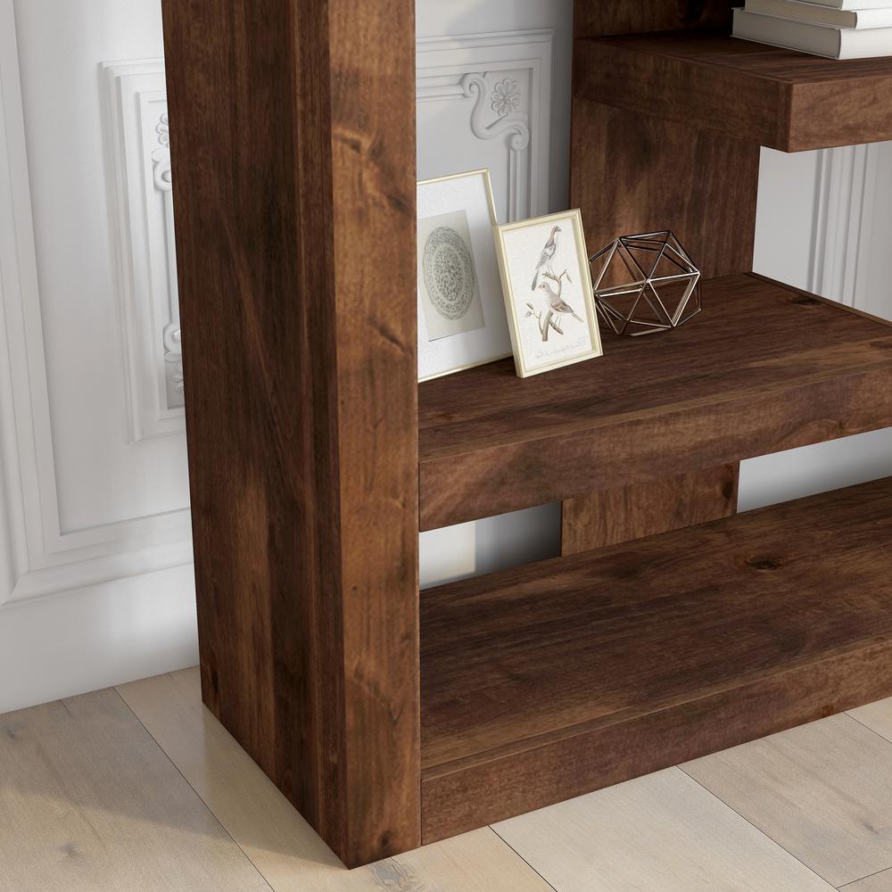 Whiskey Brown Finish Solid Wood Bookshelf. Picture 6