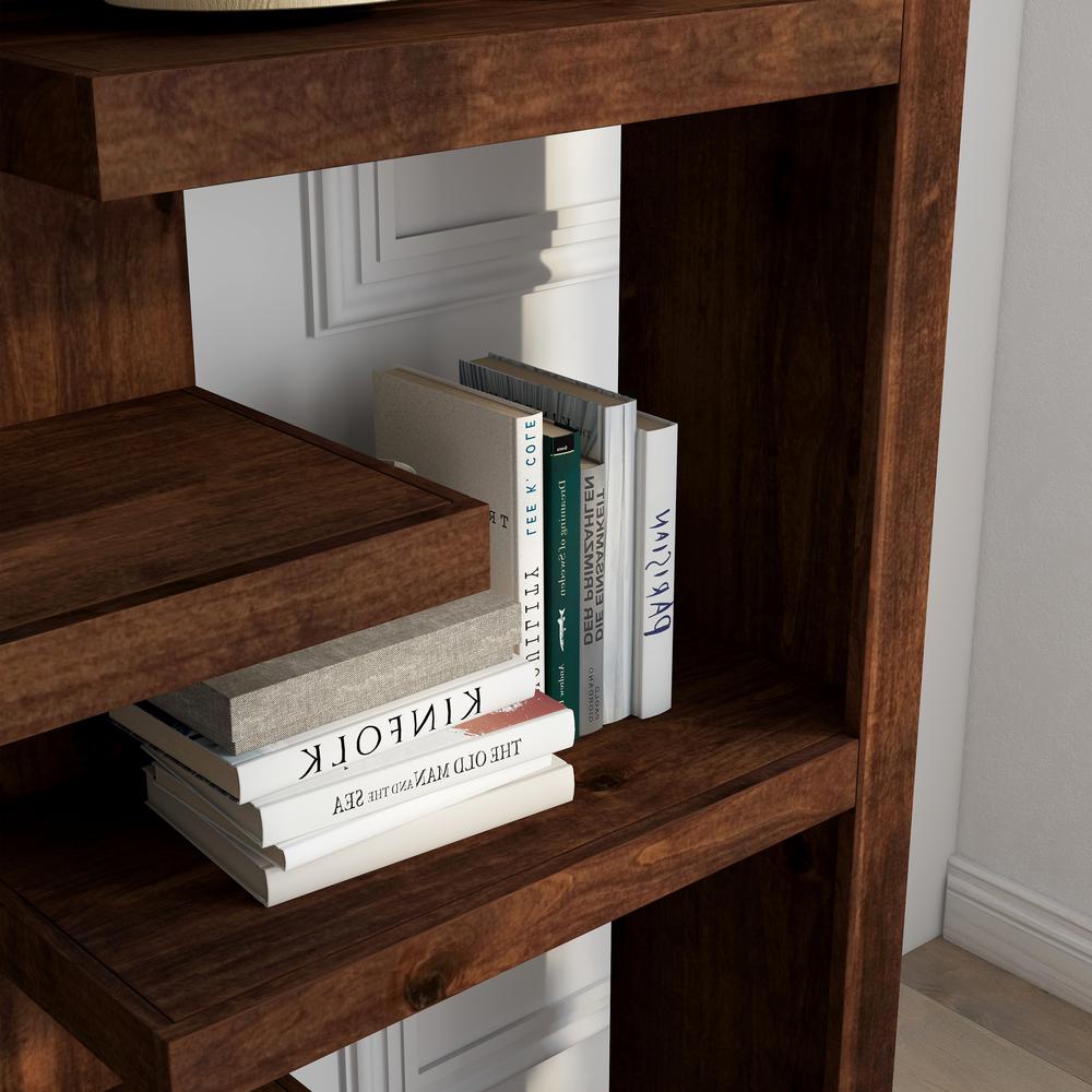 Whiskey Brown Finish Solid Wood Bookshelf. Picture 3