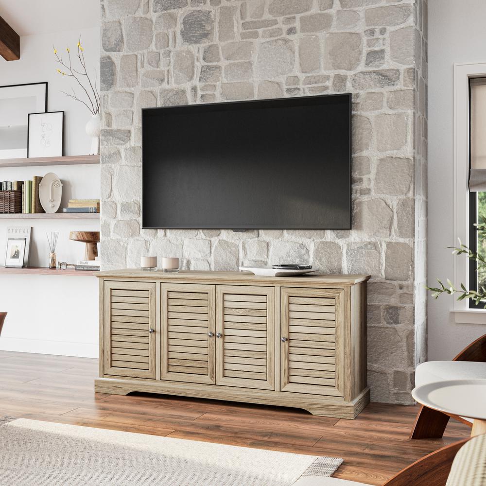 Alabaster Finish Solid Wood TV Stand That Holds TVs Up to 75 in.. Picture 2