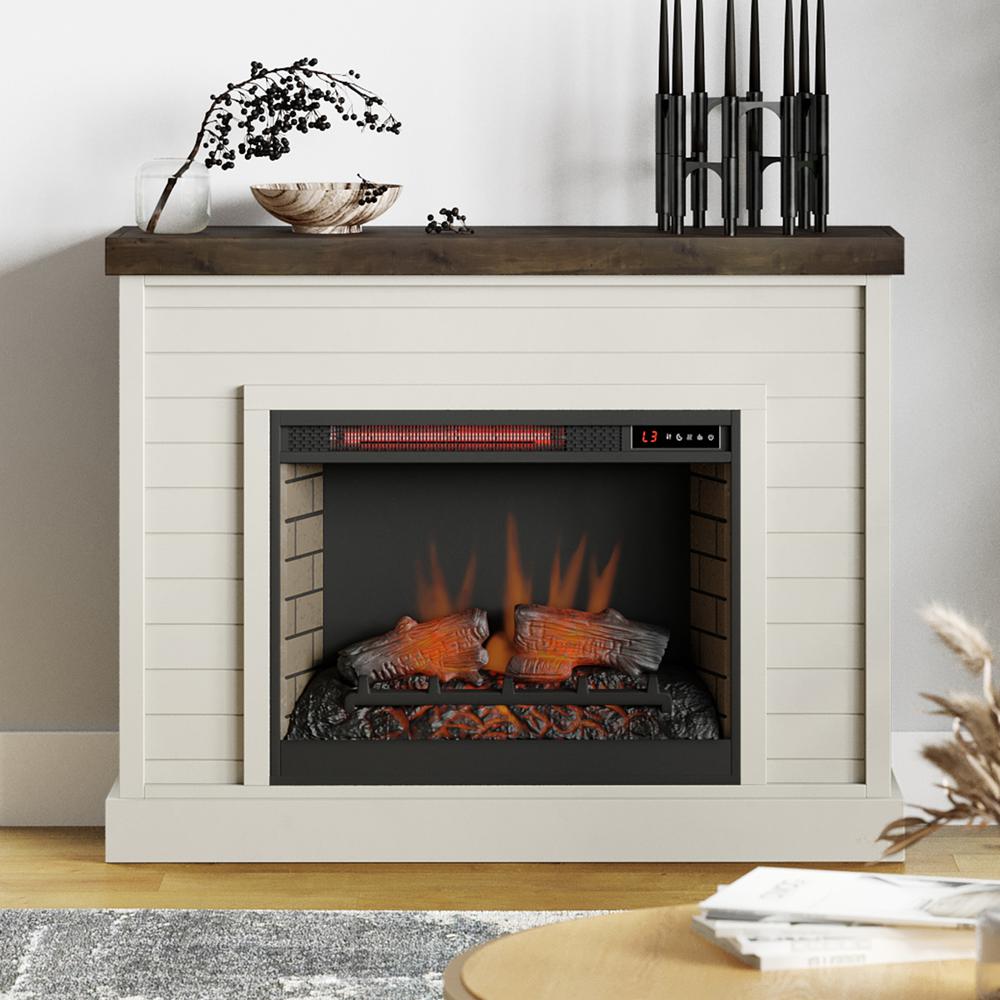 48 in. No Assembly Required White and Brown Fireplace Mantel. Picture 2