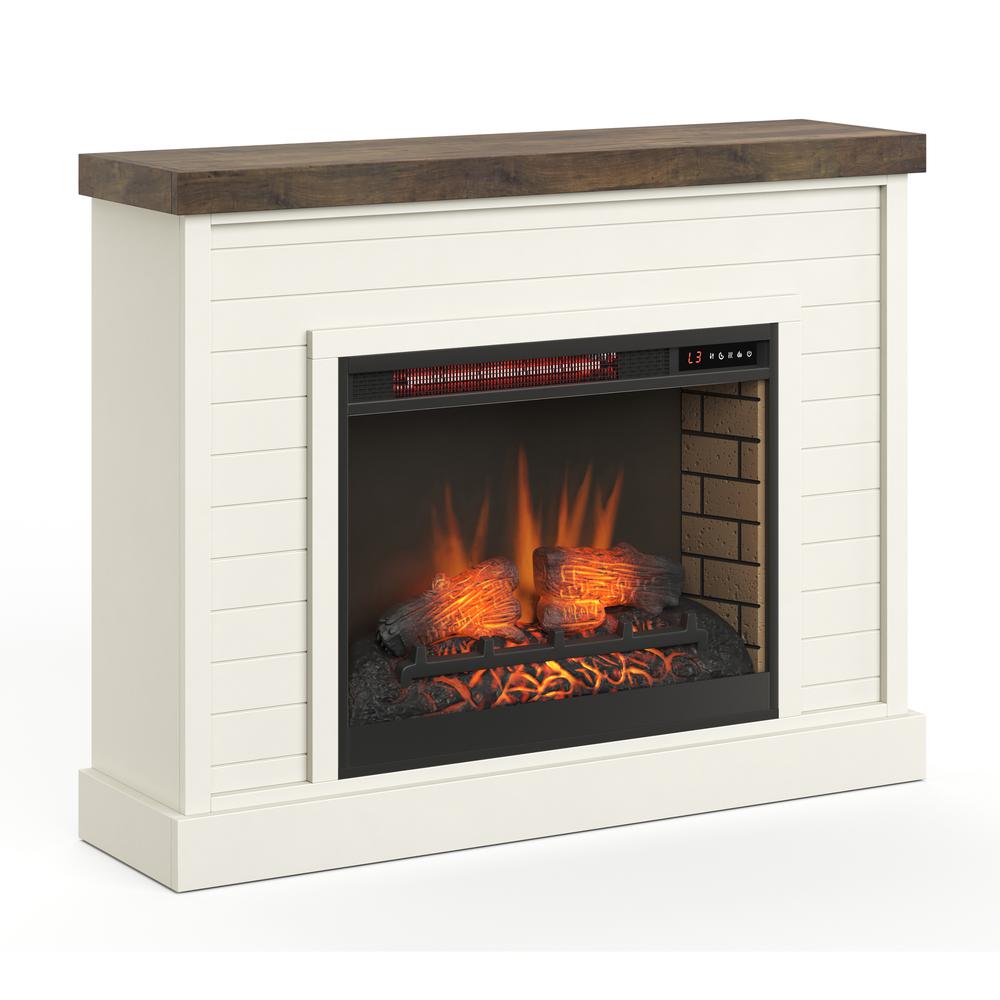 48 in. No Assembly Required White and Brown Fireplace Mantel. Picture 1