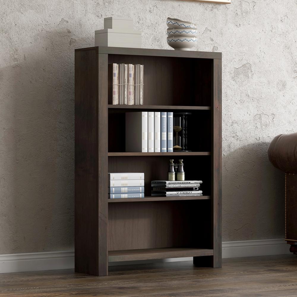 3-shelf Barnwood Finish Solid Wood Bookcase. Picture 2