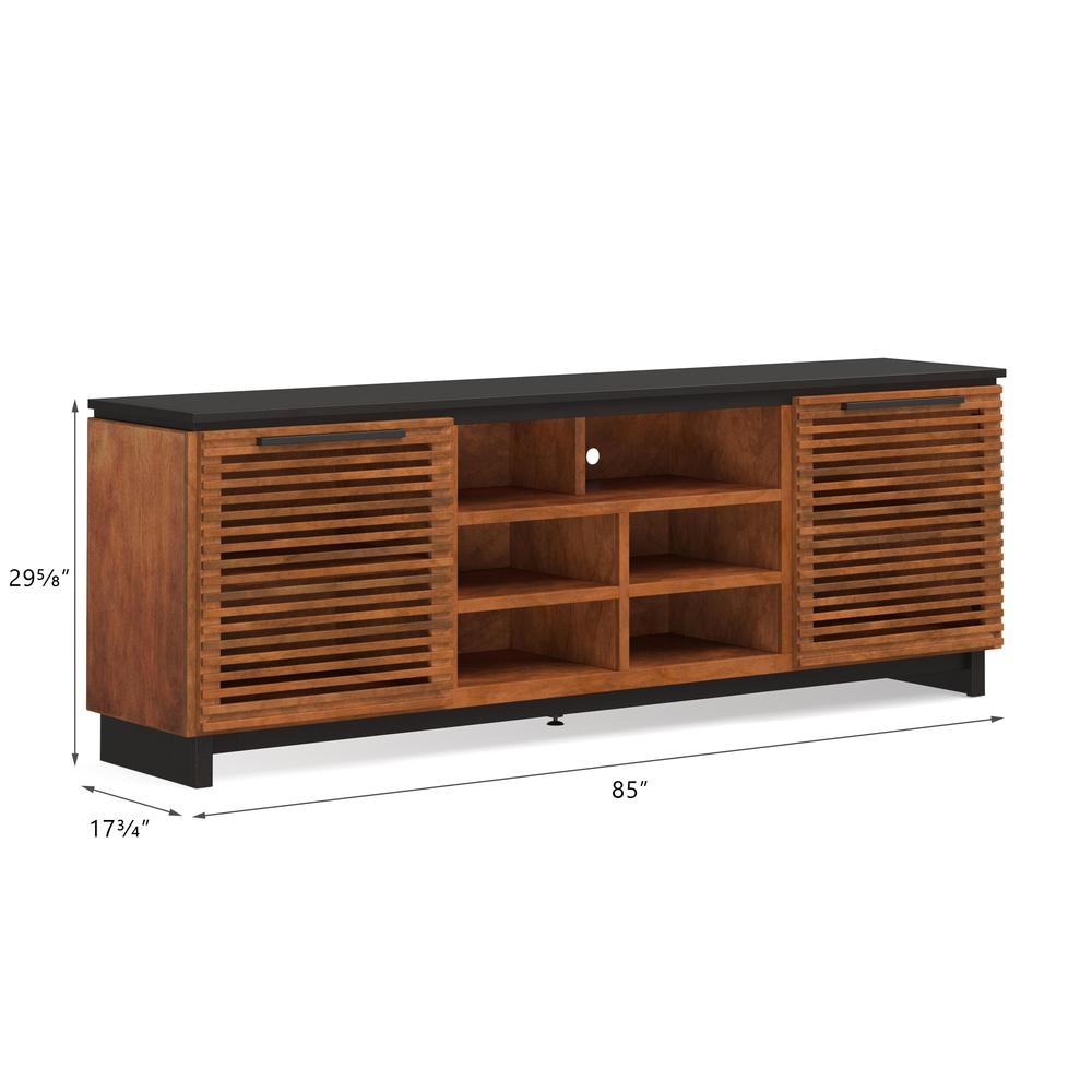 Bourbon Brown and Black Finish TV stand that holds TVs up to 95 in.. Picture 2