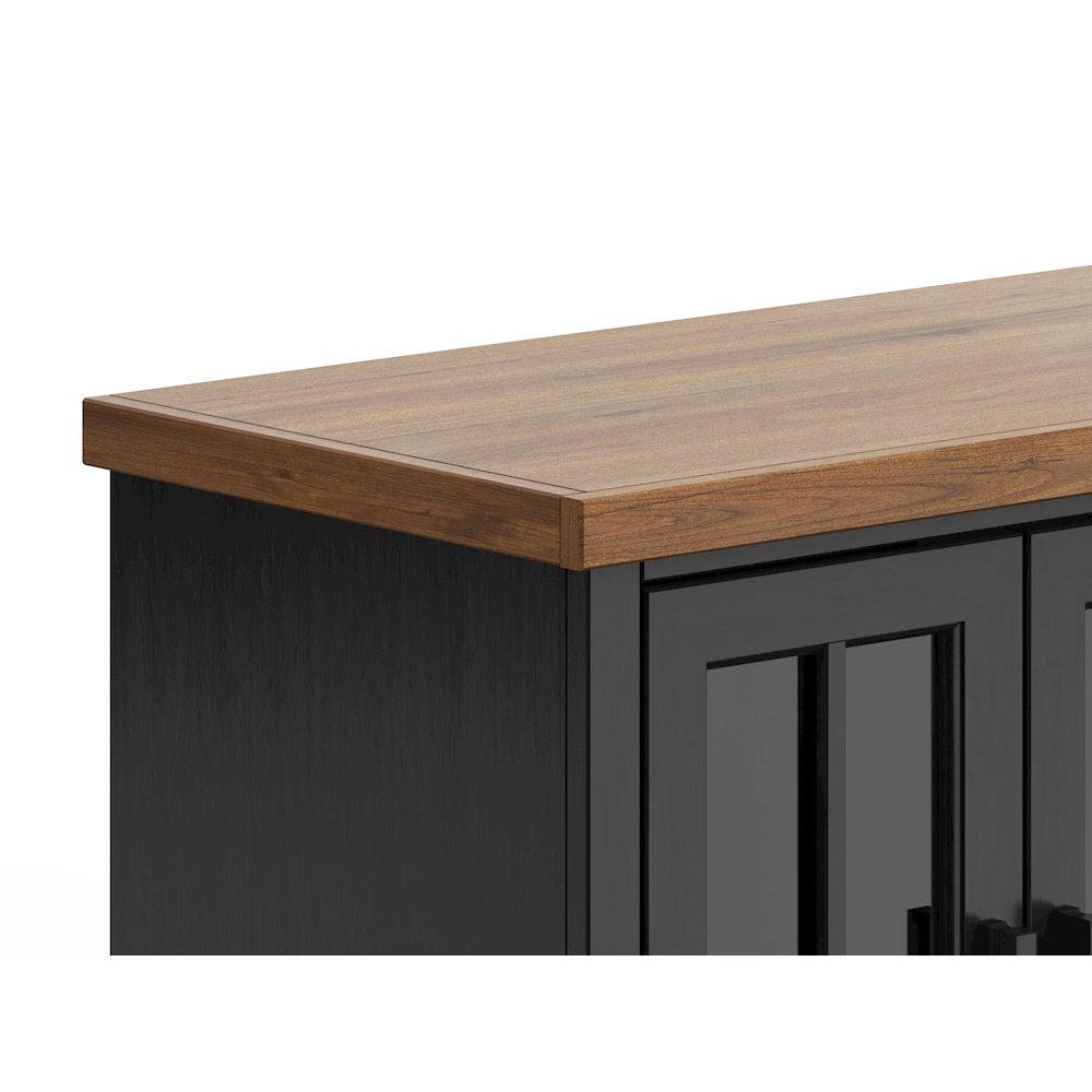 Essex 96 in TV Stand Console for TVs up to 100 in, Black and Whiskey Finish. Picture 8