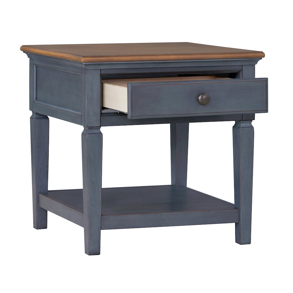 Americana 24 inch End Table, No Assembly Required, Corduroy Blue Finish. Picture 5
