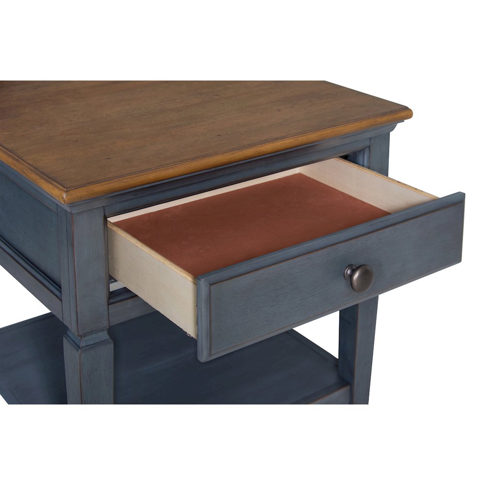 Americana 24 inch End Table, No Assembly Required, Corduroy Blue Finish. Picture 4