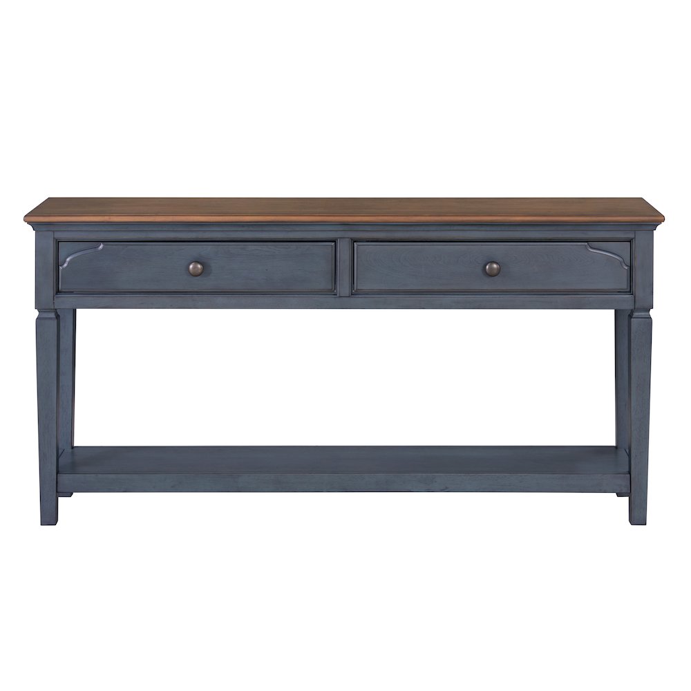 Americana 60 inch Sofa Table, No Assembly Required, Corduroy Blue Finish. Picture 3