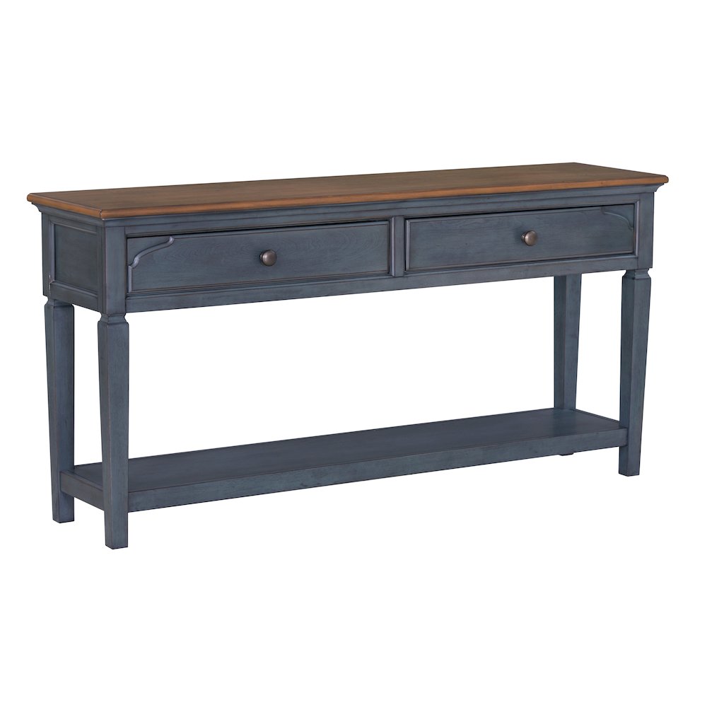 Americana 60 inch Sofa Table, No Assembly Required, Corduroy Blue Finish. Picture 1