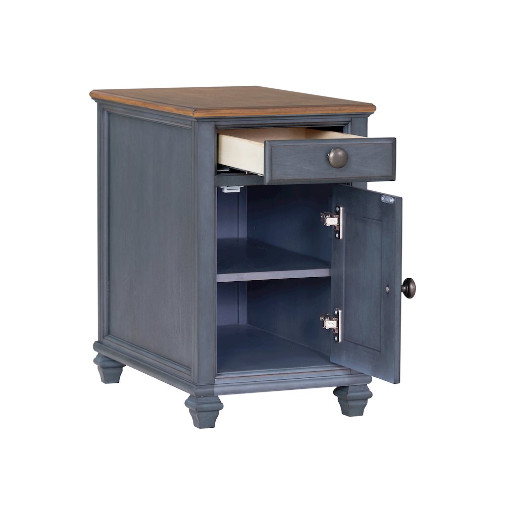 Americana 14 inch Chairside Table, No Assembly Required, Corduroy Blue Finish. Picture 4