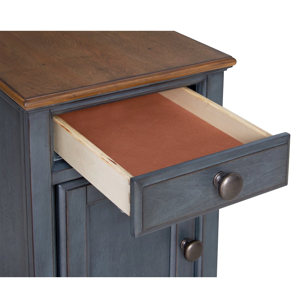 Americana 14 inch Chairside Table, No Assembly Required, Corduroy Blue Finish. Picture 5