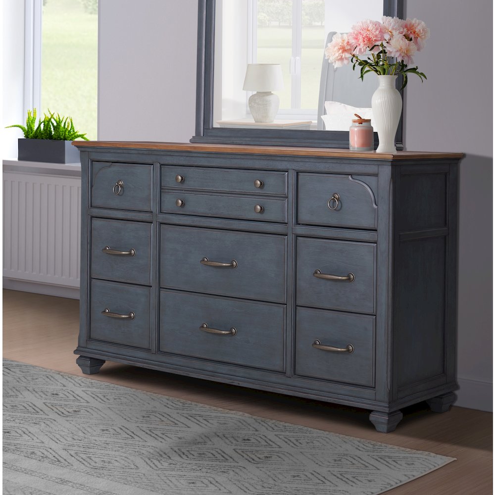 Bridgevine Home Americana Dresser, No Assembly Required, Corduroy Blue Finish. Picture 2