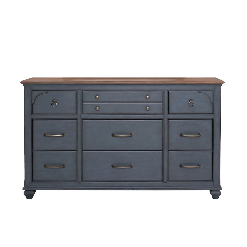 Bridgevine Home Americana Dresser, No Assembly Required, Corduroy Blue Finish. Picture 1