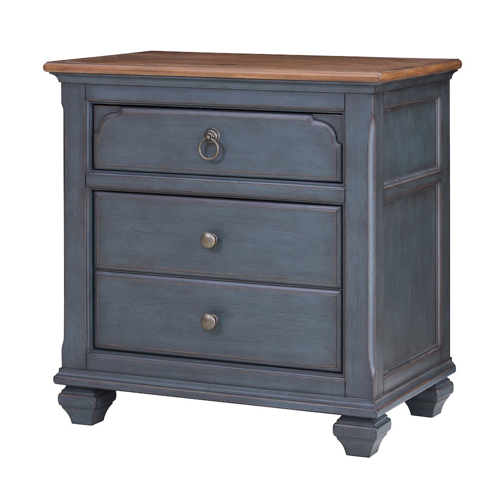 Americana Nightstand, No Assembly Required, Corduroy Blue Finish. Picture 3