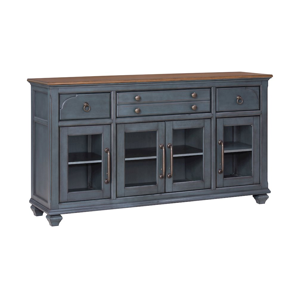 Americana Server, No Assembly Required, Corduroy Blue Finish. Picture 1