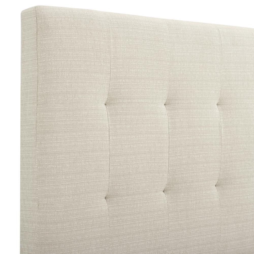 Queen Size Tall Tan Tufted Headboard Upholstered Platform Bed. Picture 2
