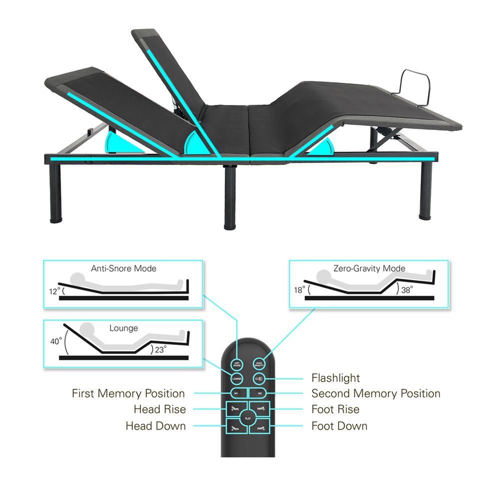 King Size Flex Head Quick Assembly Adjustable Bed Frame. Picture 3