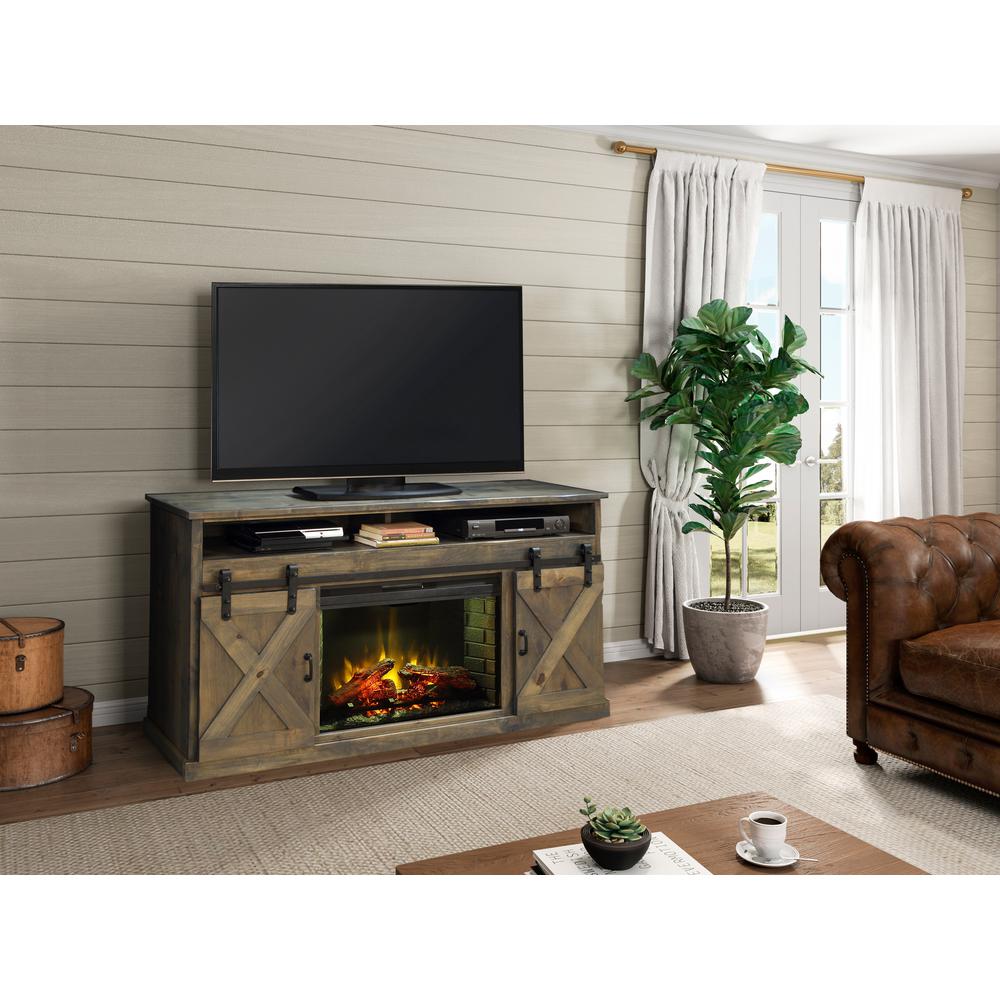 66 inch Electric Fireplace TV Stand for TVs up to 80 inches, Barnwood Finish. Picture 2