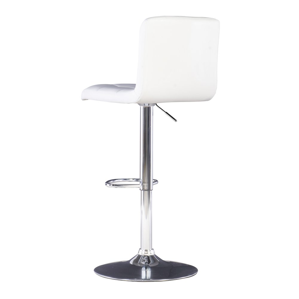 White Quilted Faux Leather & Chrome Adjustable Height Bar Stool. Picture 12