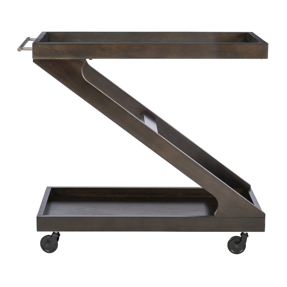 Marlon Wood Rolling Bar Cart Umber. Picture 3