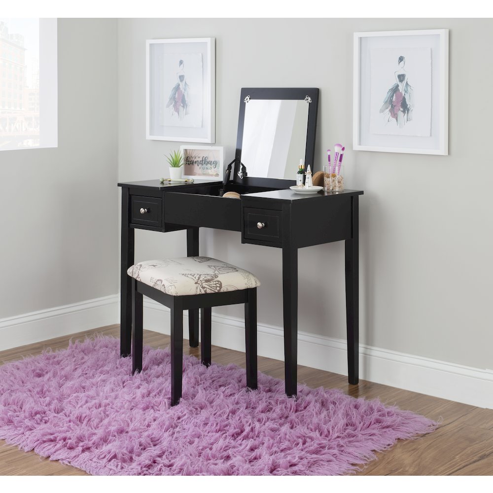 Black Butterfly Vanity And Stool. Picture 4