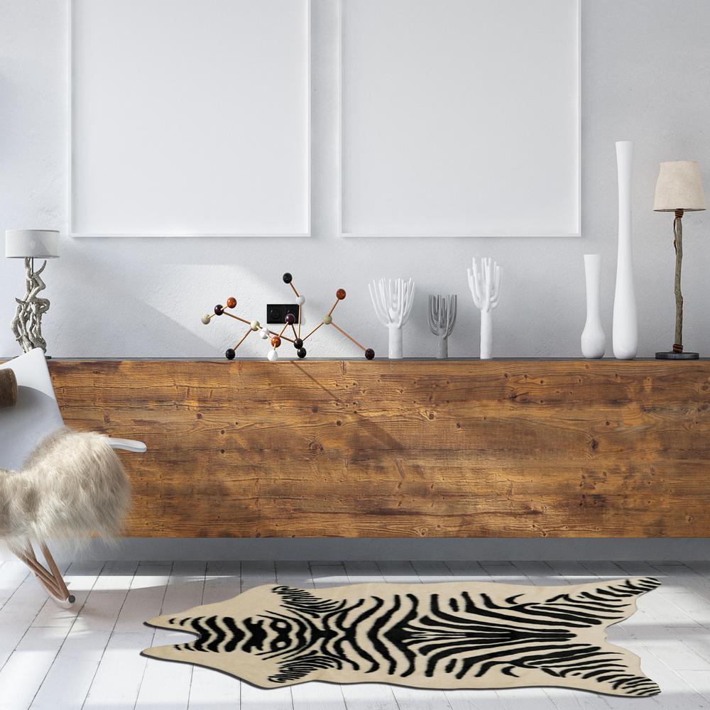 FAUX COW HIDE MINI ZEBRA IVYBLK, Rug. Picture 2
