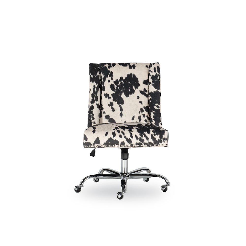 Draper Office Chair, Black And White Cow Print. Picture 2