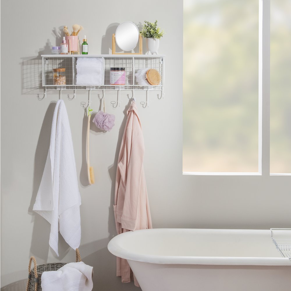 Four Cubby Wall Shelf White. Picture 3