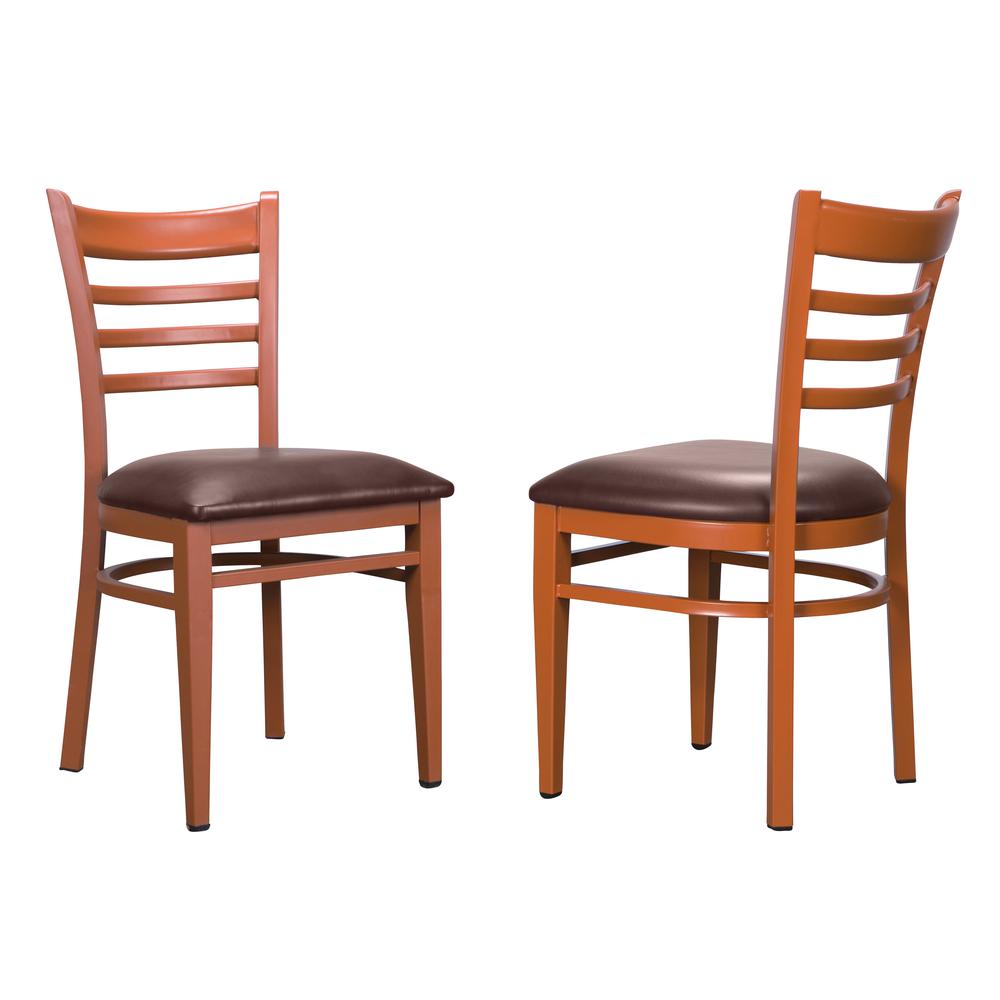 Baxter Metal Side Chair Honey  Burgundy Set Of 2. Picture 1