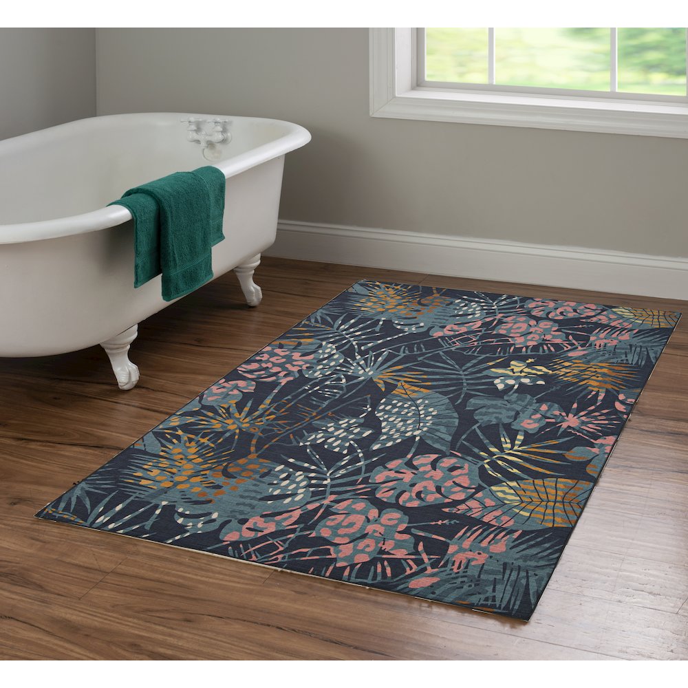 Outdoor Washable Miramar Navy & Gold 3' X 5', Rug. Picture 1