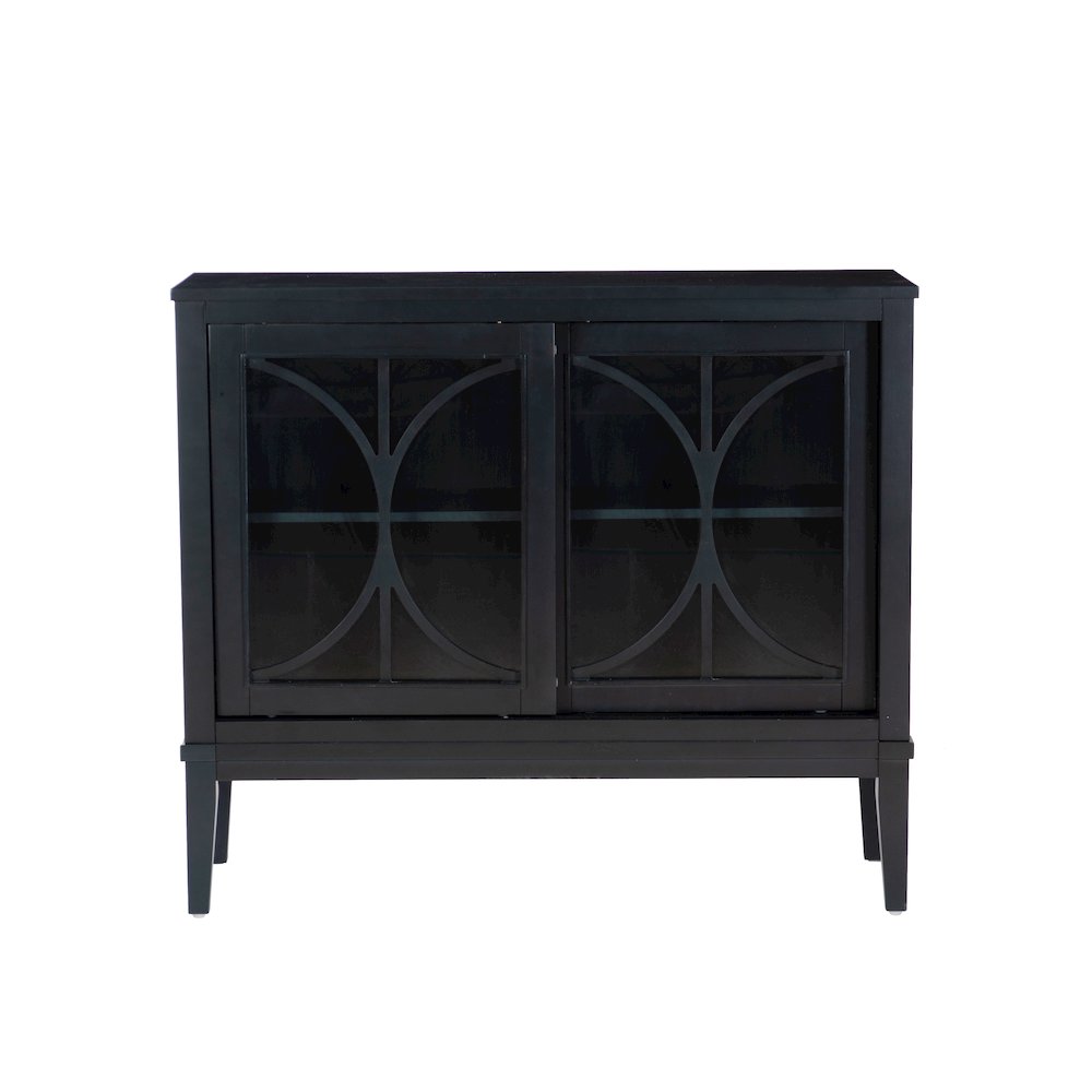 Monroe Wood 2 Sliding Door Accent Cabinet Midnight Blue. Picture 3