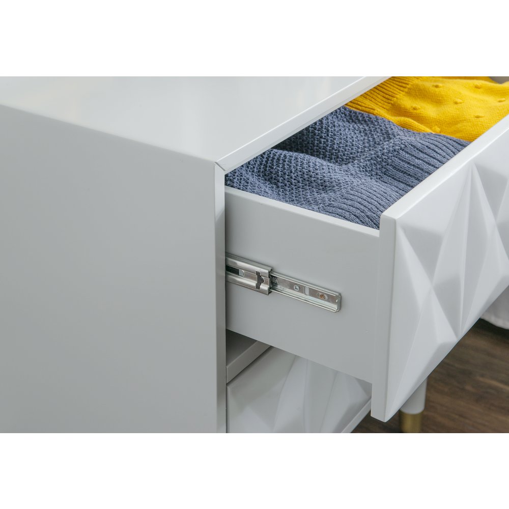 Two Drawer Geo Texture Nightstand Grey. Picture 4