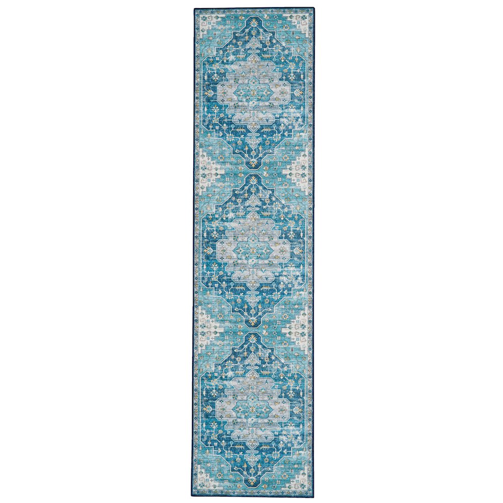 Washable Sariah Teal/Ivory 2x8, Rug. Picture 1